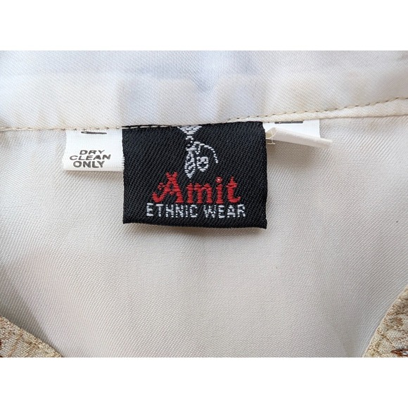 Ainit Ethnicwear Kurta Mens Elegant Cream Embroidered Indian Pakistani Size S/M? - Picture 2 of 12